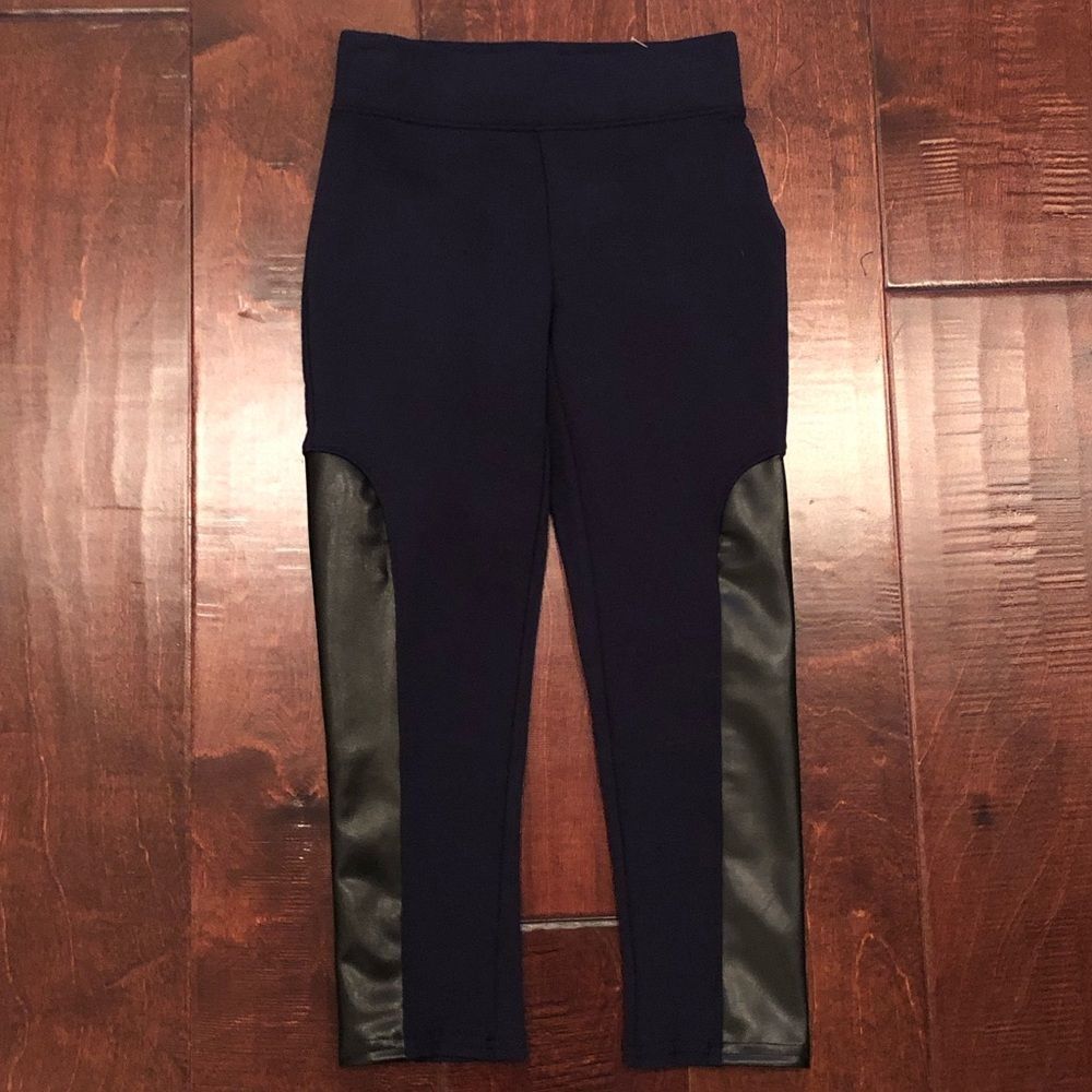 Navy blue faux leather leggings